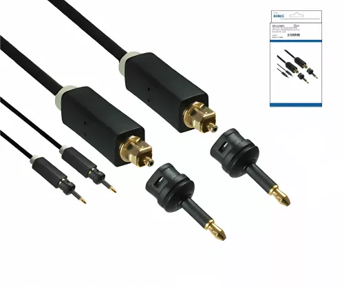 DINIC Toslink cable, 4mm Ø, black, DINIC Monaco Range, HQ plug, black, DINIC box with Euro hole, length 5.00m