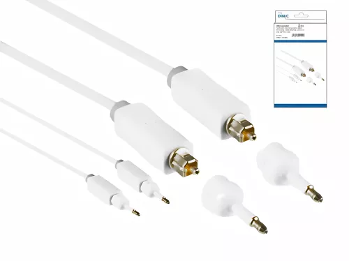 DINIC Toslink cable, 4mm Ø, white, DINIC Monaco Range, HQ plug, white, DINIC box with Euro hole, length 5.00m