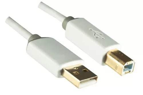 HQ USB 2.0 Kabel A Stecker auf B Stecker, Monaco Range, weiß, 5,00m