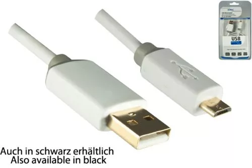 USB Ladeadapter 1000mA inkl. micro USB Kabel, DINIC Monaco Range, weiß, 1,00m
