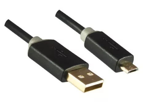 USB Micro HQ Kabel, A auf micro B Stecker, KB, 1m Stecker vergoldet, schwarz, DINIC Box