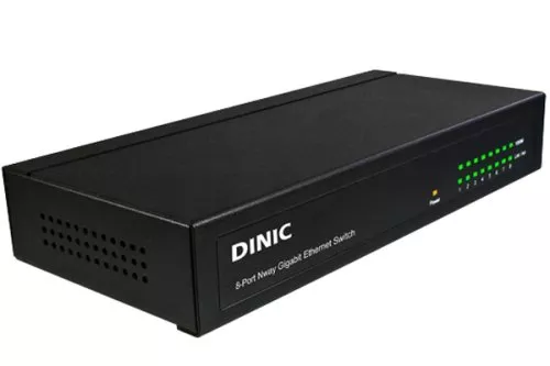 DINIC 8 Port Gigabit Switch 10/100/1000Mbit internes Netzteil DINIC 8 Port Gigabit Switch 10/100/1000Mbit internes Netzteil