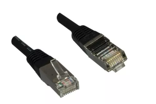 DINIC crossover cable Cat.5e, FTP, shielded, 3m RJ45 St./St. kink protection, strain relief, black
