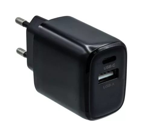 USB C+A charger/power supply 20W, PD, black, DINIC box