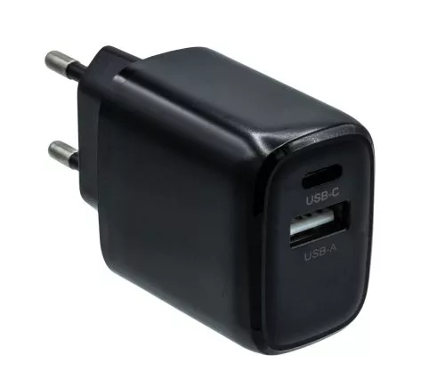 USB C+A charger/power supply 20W, PD, black, DINIC box USB C+A charger/power supply 20W, PD, black, DINIC box