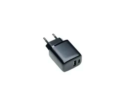 USB C+A lader/strømadapter 20W, Power Delivery + QC 3.0, svart