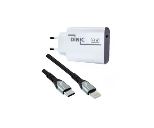 USB C Netzteil 45W + USB-C auf Lightning Kabel, Schnelllader mit PD3.0 und PPS +Lightning HQ Kabel, schwarz, DINIC Box, 2m