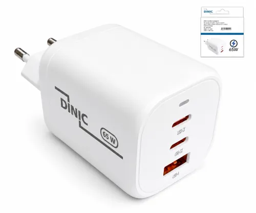 Încărcător/alimentator DINIC USB C/C/A 65 W Încărcare rapidă Power Delivery 3.0, tehnologie PPS, cutie DINIC