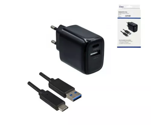 USB PD/QC 3.0 charging adapter incl. A to C cable 20W, 3.6V~5.9V/3A; 6~9V/2A; 9V~12V/1.5A