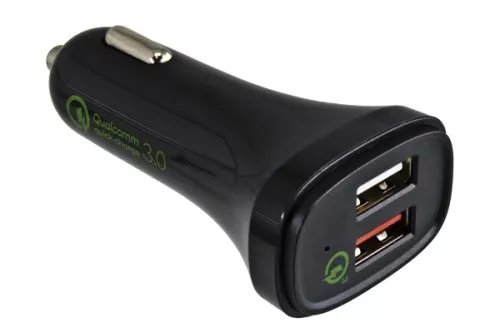 USB KFZ Q3 Charger, Ladeadapter+microUSB Kabel, 1m Ausg. 1: 5V 2,4A; Ausg. 2: 5V/3A, 9V/2A, 12V/1,5A