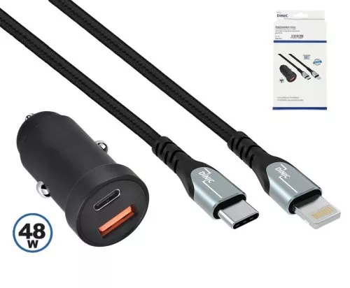 Rýchlonabíjačka USB do auta 48W C+A + kábel Lightning, 1m 48W nabíjačka USB do auta + kábel USBC - Lightning HQ, krabica