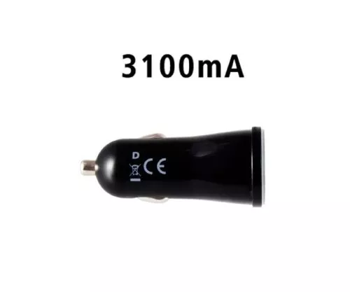 DINIC USB automobilinis įkrovimo adapteris 12-24 V į 2 x USB 5V 3,1 A tipo USB, 1x 1000 mA + 1x 2100 mA, CE, juodas, DINIC polietileninis maišelis