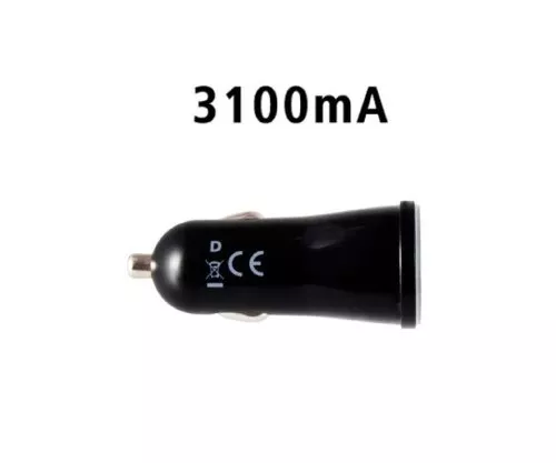 DINIC Adapter ładowania samochodowego USB 12-24V na 2 x USB 5V 3.1A USB typ A, 1x 1000mA + 1x 2100mA, CE, czarny, DINIC polybag