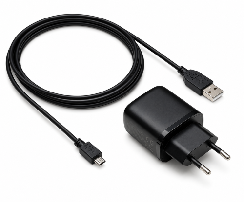 Adaptateur de charge USB PD/QC 3.0 avec câble micro USB 20W, 3,6V~5,9V/3A ; 6~9V/2A ; 9V~12V/1,5A, noir, boîte DINIC avec trou européen, 2m