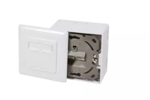 Presa di rete Cat.6/5 doppia, RJ45, universale da incasso e da superficie, schermata, LSA, scatola di cartone