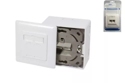 Blister DINIC Presa di rete Cat.6/5 doppia, RJ45 universale da incasso e da superficie, schermata, LSA Blister DINIC Presa di rete Cat.6/5 doppia, RJ45 universale da incasso e da superficie, schermata, LSA