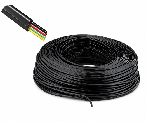 Telefon-Flachbandkabel, 4-adrig, AWG 30, Rolle, schwarz, Länge 100m