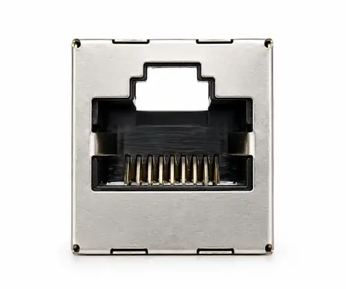 DINIC RJ45 Cat.6A/5e Kupplung Buchse auf Buchse RJ45 Bu./Bu., geschirmt, Vollmetall, DINIC Box mit Euroloch