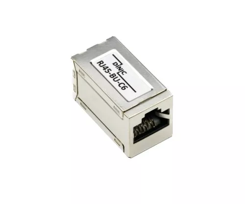 DINIC RJ45 Cat.6A/5e female to female RJ45 jack, shielded, full metal, DINIC box with Euro hole