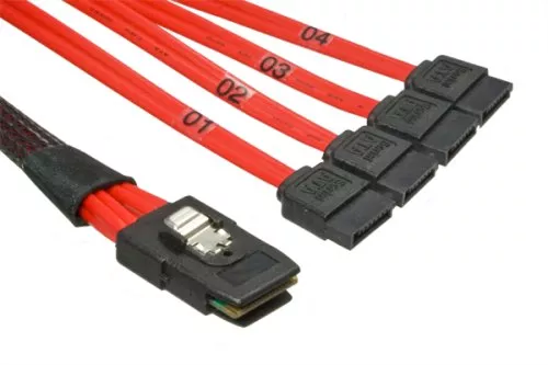 SAS Cable internal SFF-8087 to S-ATA, crossover for connection to HDD, 0,75m