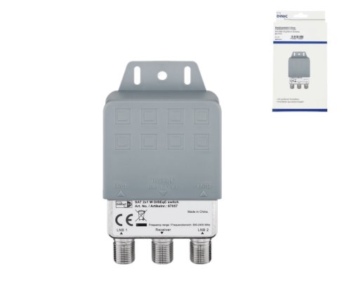 DINIC DiSEqC-LNB-Umschalter 2/1 für 2 LNBs auf 1 TV, DINIC Box mit Euroloch