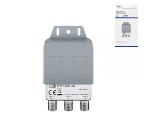 DINIC DiSEqC Commutatore LNB 2/1 per 2 LNB su 1 TV, scatola DINIC con foro europeo