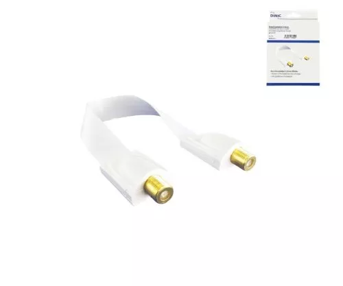 SAT cable F jack to F jack, window feed-through, extremely flat, white, length 0.26m, DINIC Box