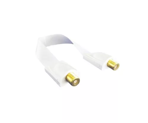 SAT-kabel F-uttag till F-uttag, fönstergenomföring, extremt platt, vit, DINIC-dosa med eurohål, längd 0,26 m