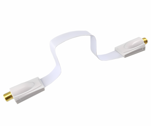 SAT-kabel F female naar F female, raamdoorvoer, extreem plat, wit, DINIC polyzak, lengte 0,26m