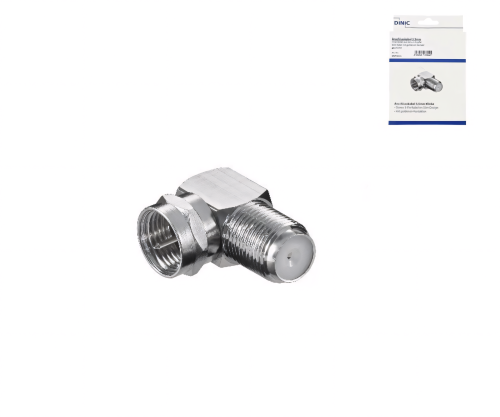 Kolenový adaptér F zástrčka na F zásuvku 90°, meď, DINIC box s Euro otvorom