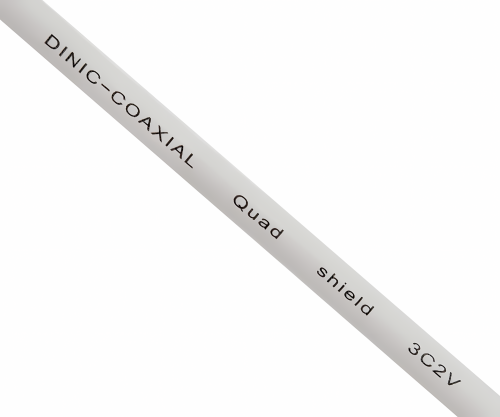 DINIC SAT cablu coaxial conector F la conector, placat cu aur, ecranat cvadruplu, alb, DINIC blister, lungime 10.00m