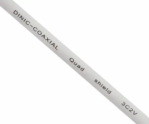 DINIC SAT Koaxialkabel 7,5m F-Stecker auf Stecker, vergoldet, vierfach geschirmt, weiß, DINIC Blister