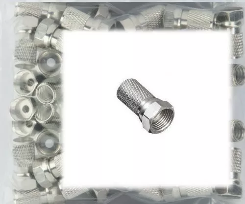 DINIC twist-on F-connector for cable 7.3mm, length 20mm, quantity: 100 pieces, polybag