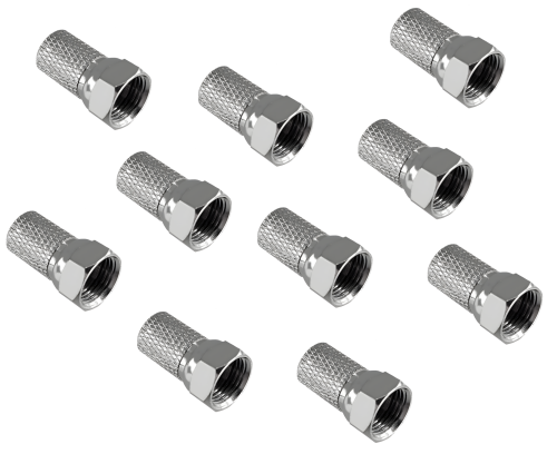 DINIC twist-on F-connector for cable 7.3mm, quantity: 10 pieces, DINIC polybag, length 20mm