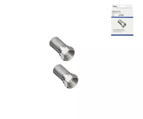 F-Aufdreh-Stecker für Kabel 7,3mm, Kupfer, Menge: 2 Stück, DINIC Box mit Euroloch, Länge 20mm