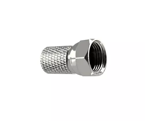 DINIC F-Aufdreh-Stecker für 7,3mm Kabel, Kupfer, Menge: 8 Stück, DINIC Box mit Euroloch, Länge 20mm