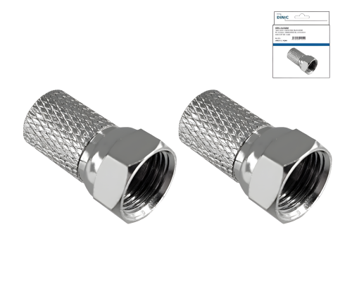 F conetor de torção para cabo 7,3mm, cobre, quantidade: 2 peças, caixa DINIC com furo Euro, comprimento 20mm