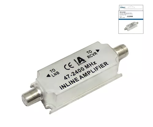 DINIC SAT Line Amplifier, F Female Connector, Suitable for: FM, DVB-T, HDTV, Digital Receiver