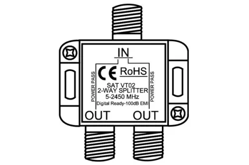 Répartiteur SAT pour installations satellite, 2 fois, 5 - 2500 MHz