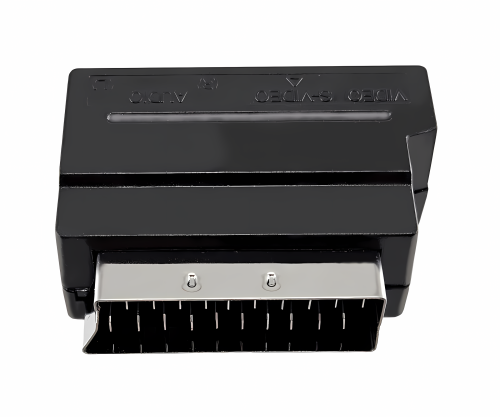 DINIC scart-stik med IN/OUT-kontakt, 3x RCA-stik og 4-polet mini DIN-stik, DINIC-boks med Euro-hul