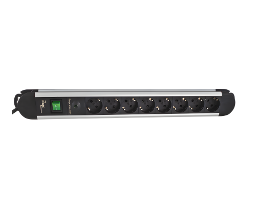 Stekkerdoos aluminium, 8-voudig, met overspanningsbeveiliging, kabellengte 1,40m