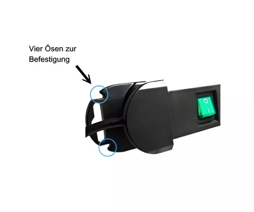 Stekkerdoos aluminium, 8-voudig, met overspanningsbeveiliging, kabellengte 1,40m