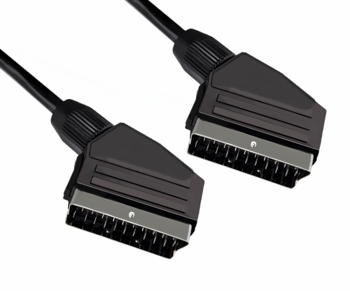 DINIC Scart cable 21-pin plug/plug, type U, cable ø 7 mm, black, DINIC box with Euro hole, length 1.50m
