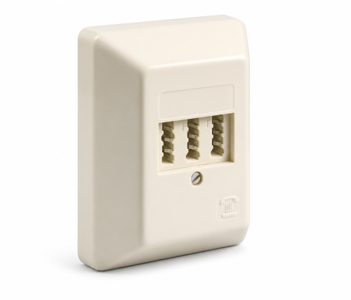 DINIC Telefon-Aufputzdose, NFF für zwei Telefone und eine Nebenstelle, DINIC Box mit Euroloch