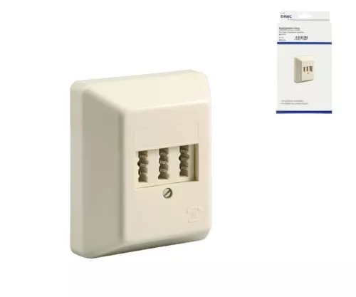 DINIC Telefon-Aufputzdose, NFN für ein Telefon und 2 Nebenstellen, DINIC Box mit Euroloch