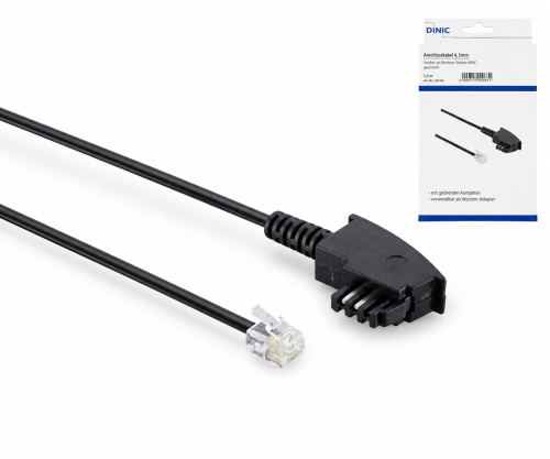 DINIC Telefonkabel TAE-F universal-Belegung, TAE-F Stecker auf Westernstecker 6P4C, 4-polig belegt, Länge 10,00m, DINIC Box