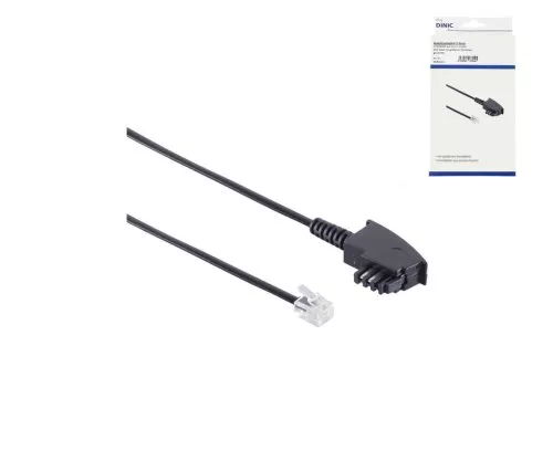 DINIC telephone cable TAE-F universal assignment, TAE-F plug to Western plug 6P4C, 4-pin assigned, length: 10.00m, box