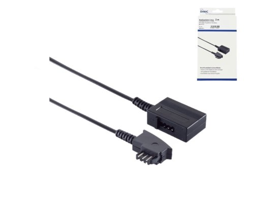 DINIC-telefonforlengelse universaltilkobling, TAE-F-plugg til TAE-F-kobling, 4-polet tilordnet, lengde 6,00 m, DINIC-boks