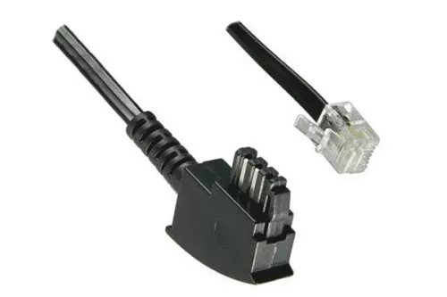 DINIC telephone cable TAE-F universal assignment, TAE-F plug to Western plug 6P4C, 4-pole assigned, length 6.00m, blister pack