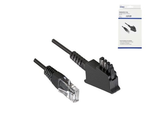 Cavo di collegamento DINIC per router DSL / VDSL, 2 pin assegnati (8P2C) pin 4 e 5, nero, lunghezza: 10,00m, scatola di cartone